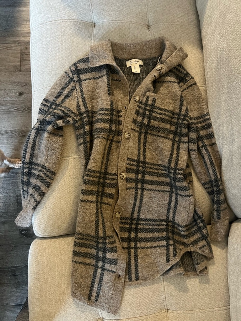 Jessica Simpson Heathered Gray and Taupe Knit Cardigan